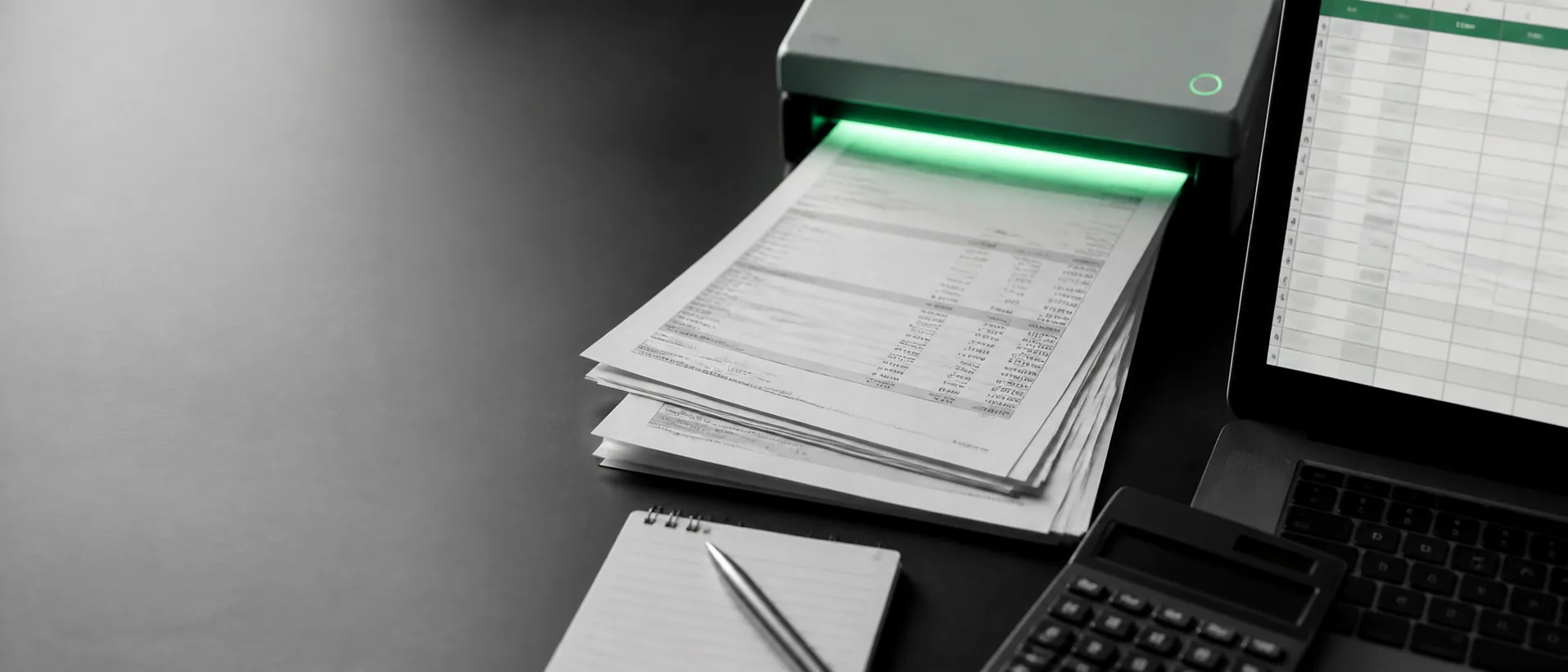 Bank statements being scanned into a spreadsheet
